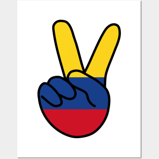 Colombia Flag V Sign Posters and Art